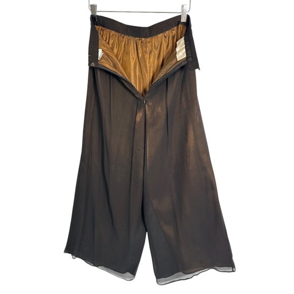 Vintage Rickie Freeman TJ Nites Silk Bronze Lined Palazzo Pants‎ Wide Leg 10 - Picture 11 of 15